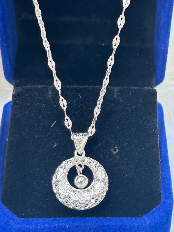 坠链均足银 足银精工拉花灵动平安扣项链