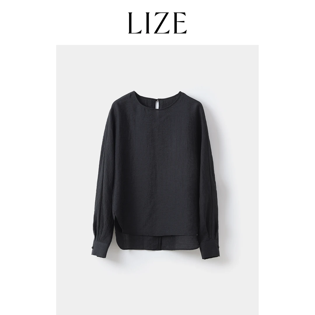 LIZE「风之痕」高定褶皱肌理.圆领上衣ZEA0063