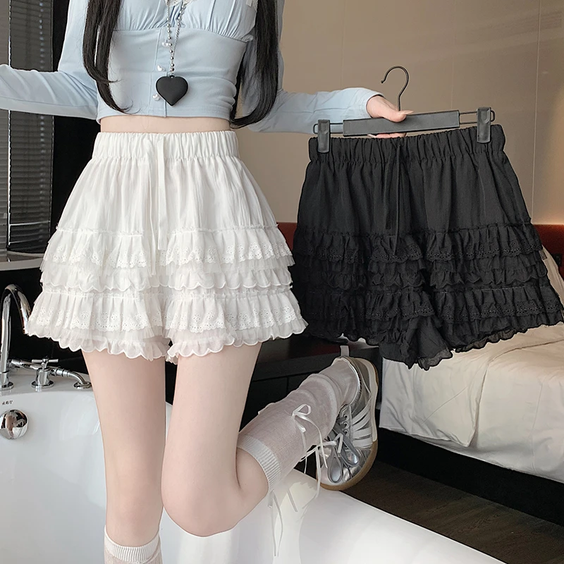 芭蕾风温柔甜美半身裙女高腰蕾丝蛋糕裙短裙裙白色短裙夏季