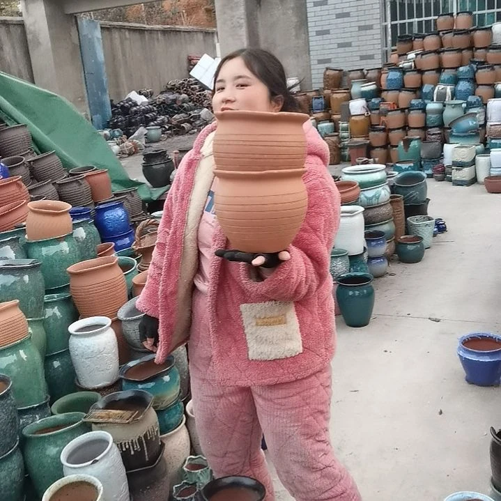 红陶口20高18两个盆