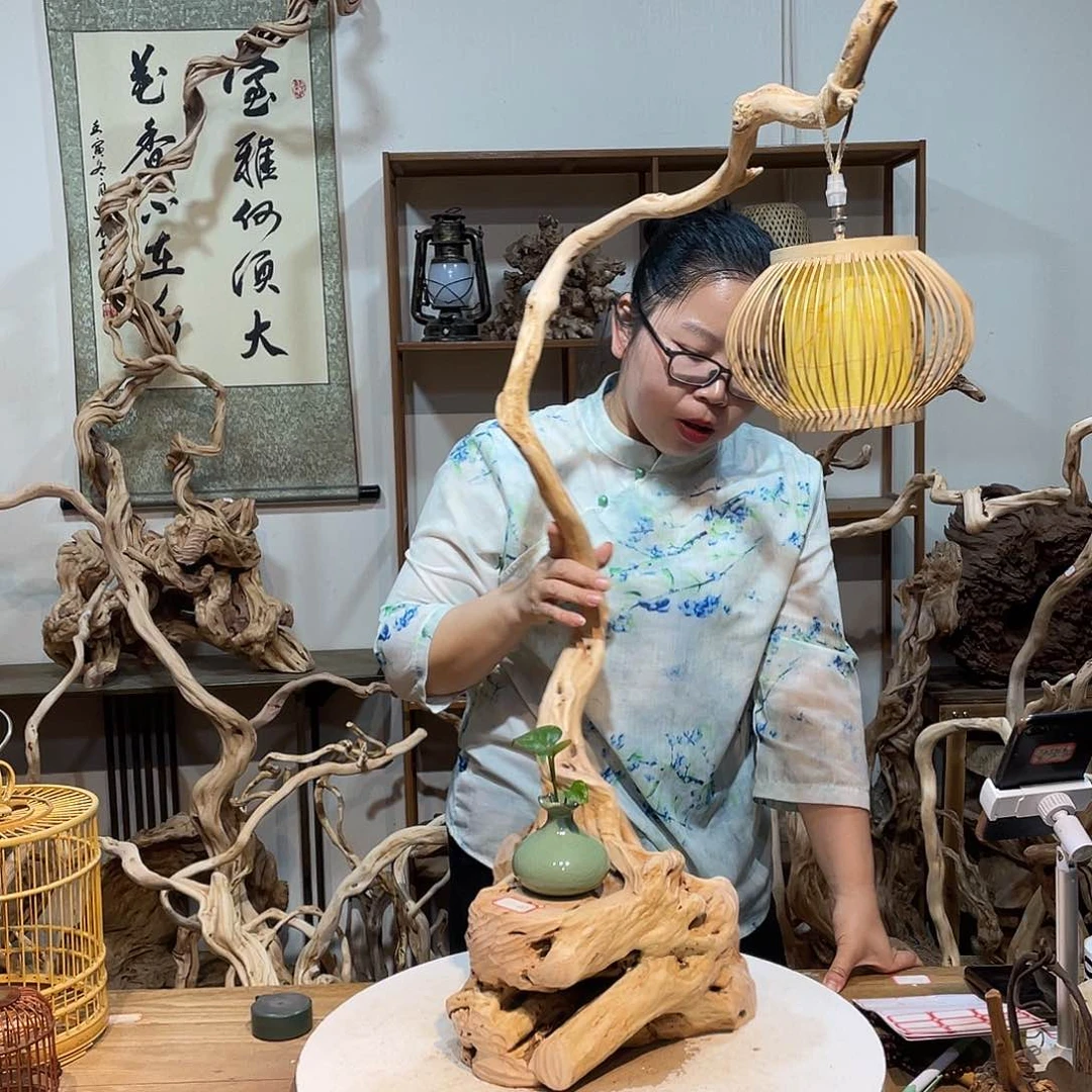 香杉木杜鹃根根艺摆件