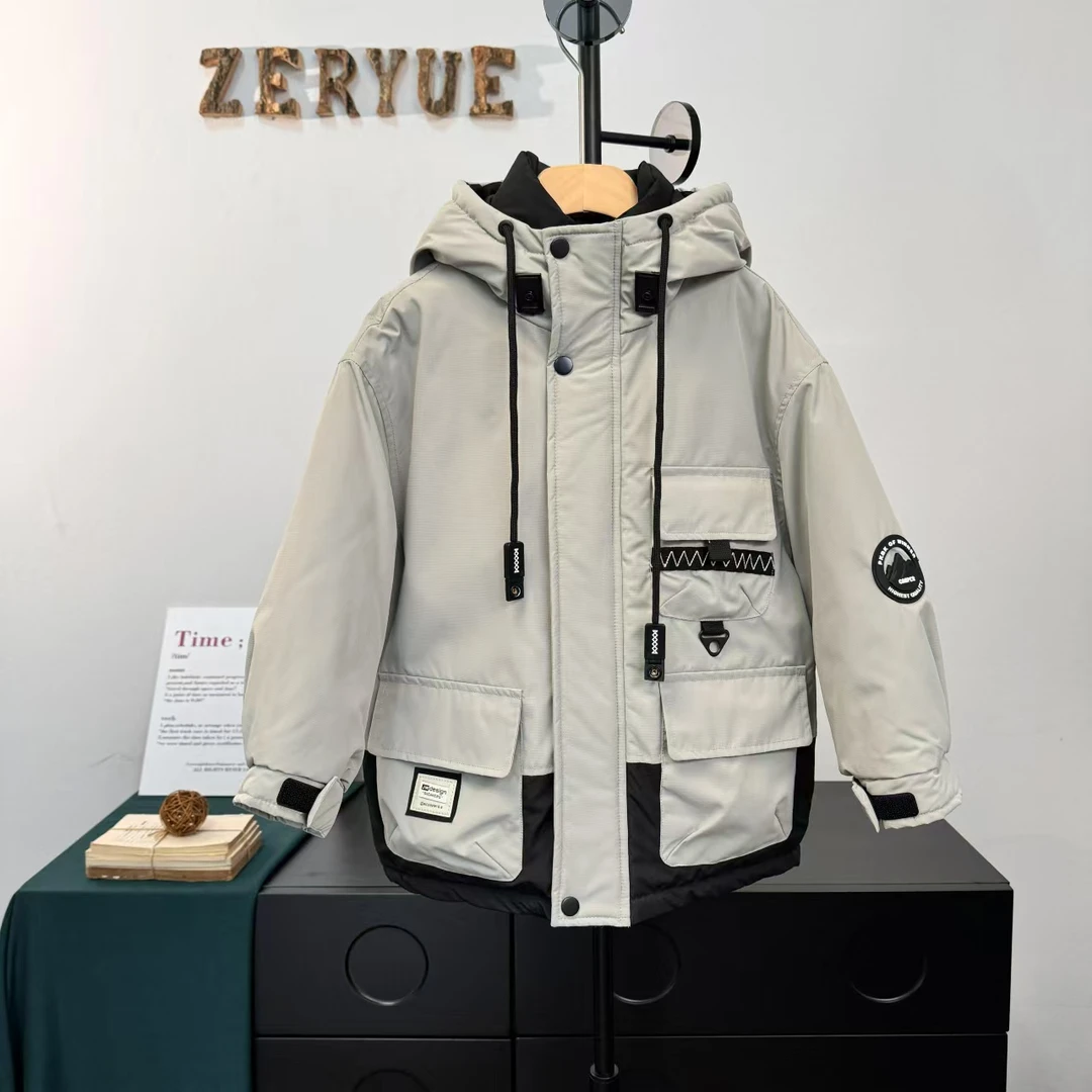 ZERYUE2024秋冬款男大童女童加绒加厚棉服原创设计款男童外套1153