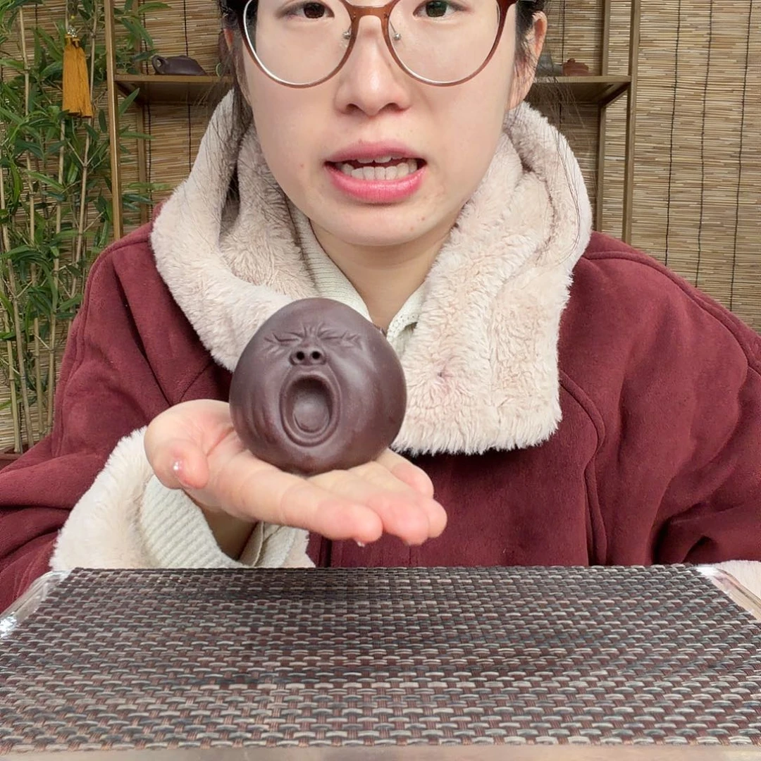 茶壶紫砂原矿老紫泥哈欠茶宠