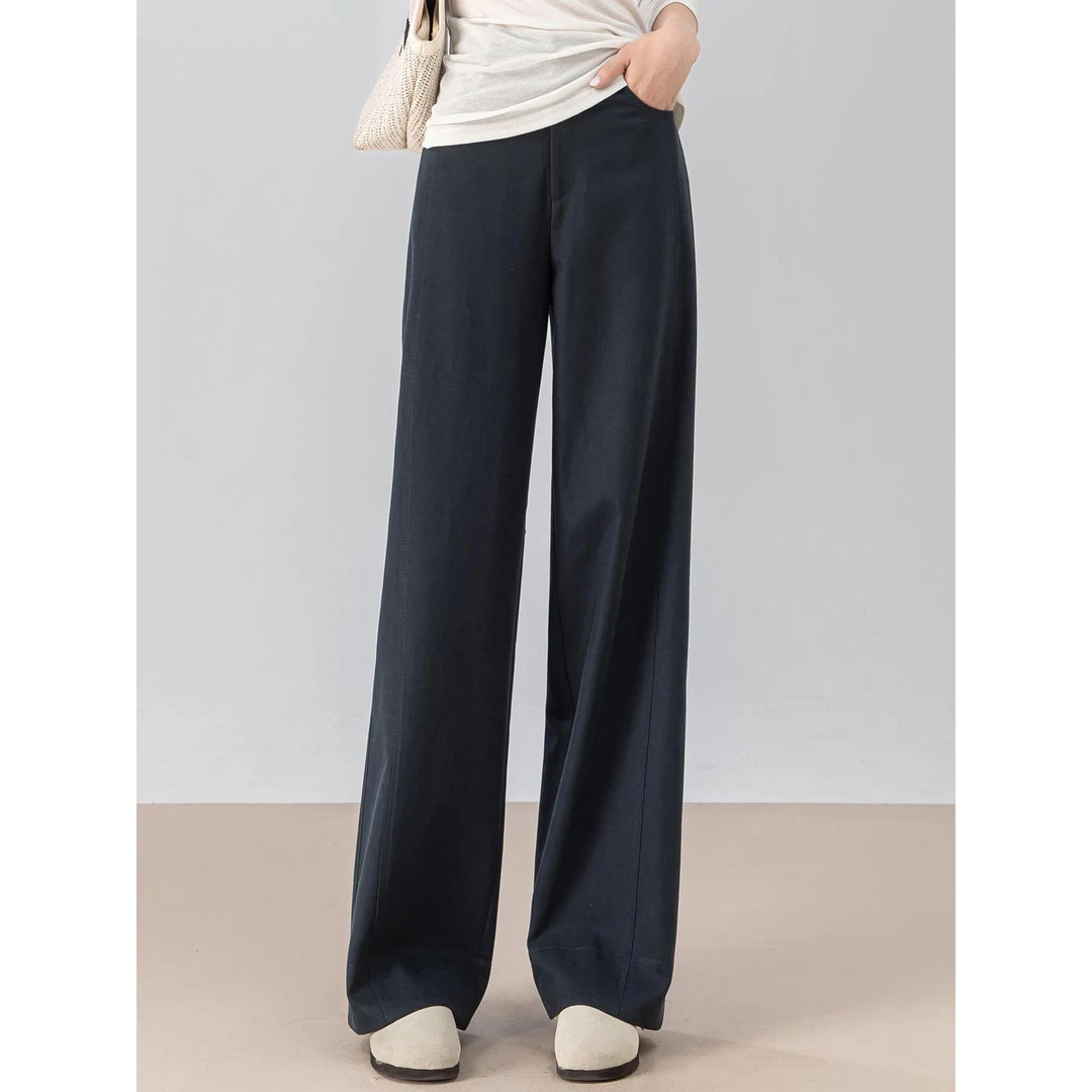 阔腿裤女宽松2025秋季新款垂感天丝莱赛尔复古卷边显瘦裤子长裤