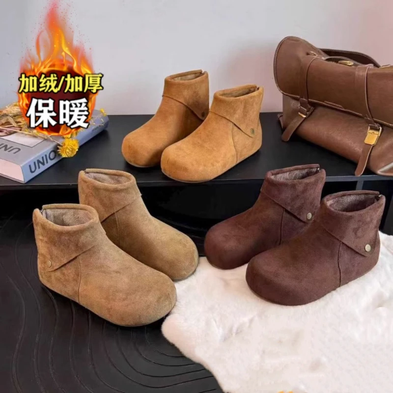 明星同款雪地靴女2025冬季新款平底勃肯短靴加绒加厚防滑保暖棉靴