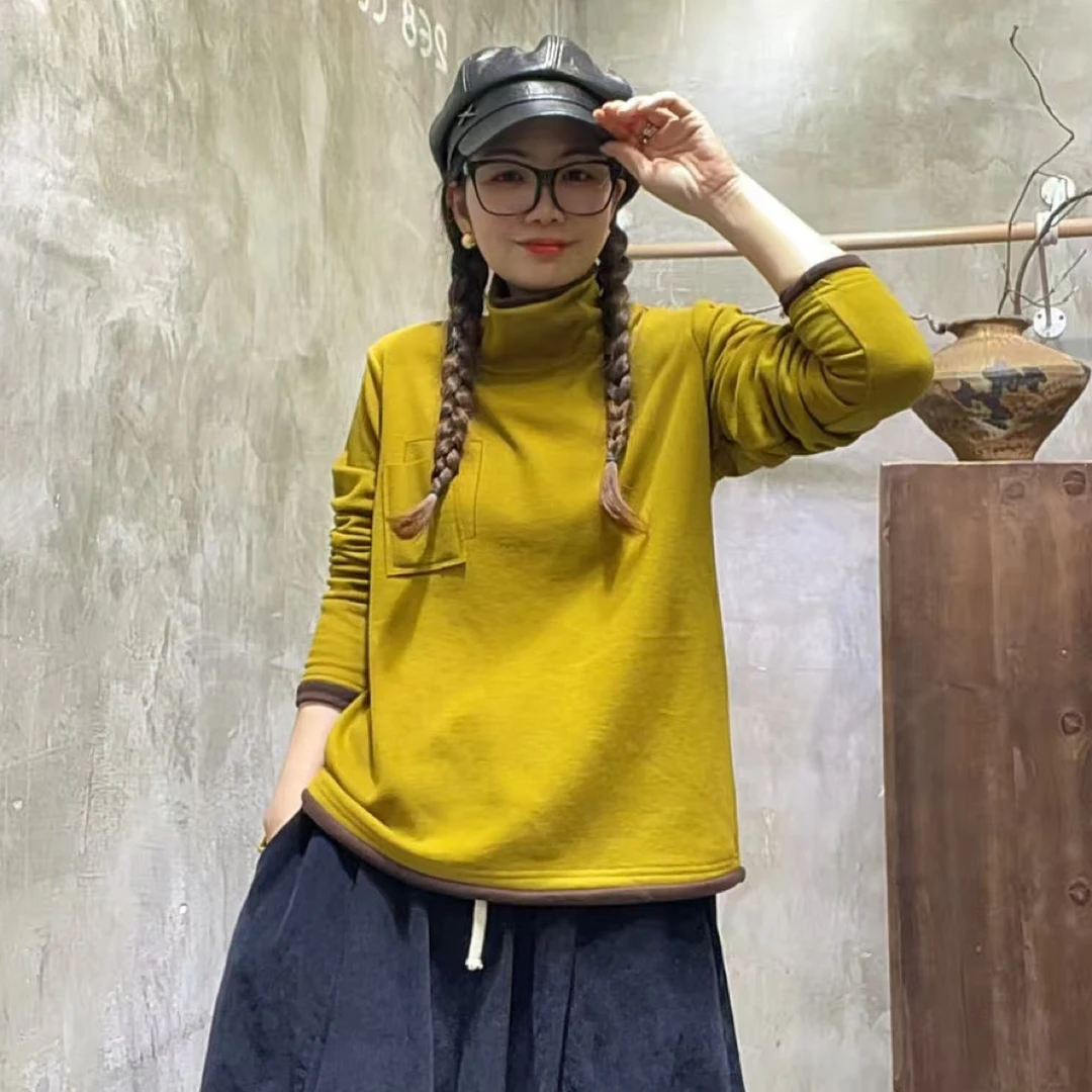 高领拼接宽松版德绒套头衫（衣长58）
