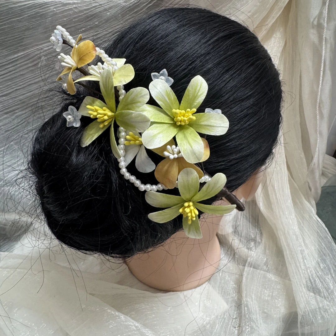 大麦吖古风发饰汉服绒花发簪 手工制作默认微瑕 均有色差