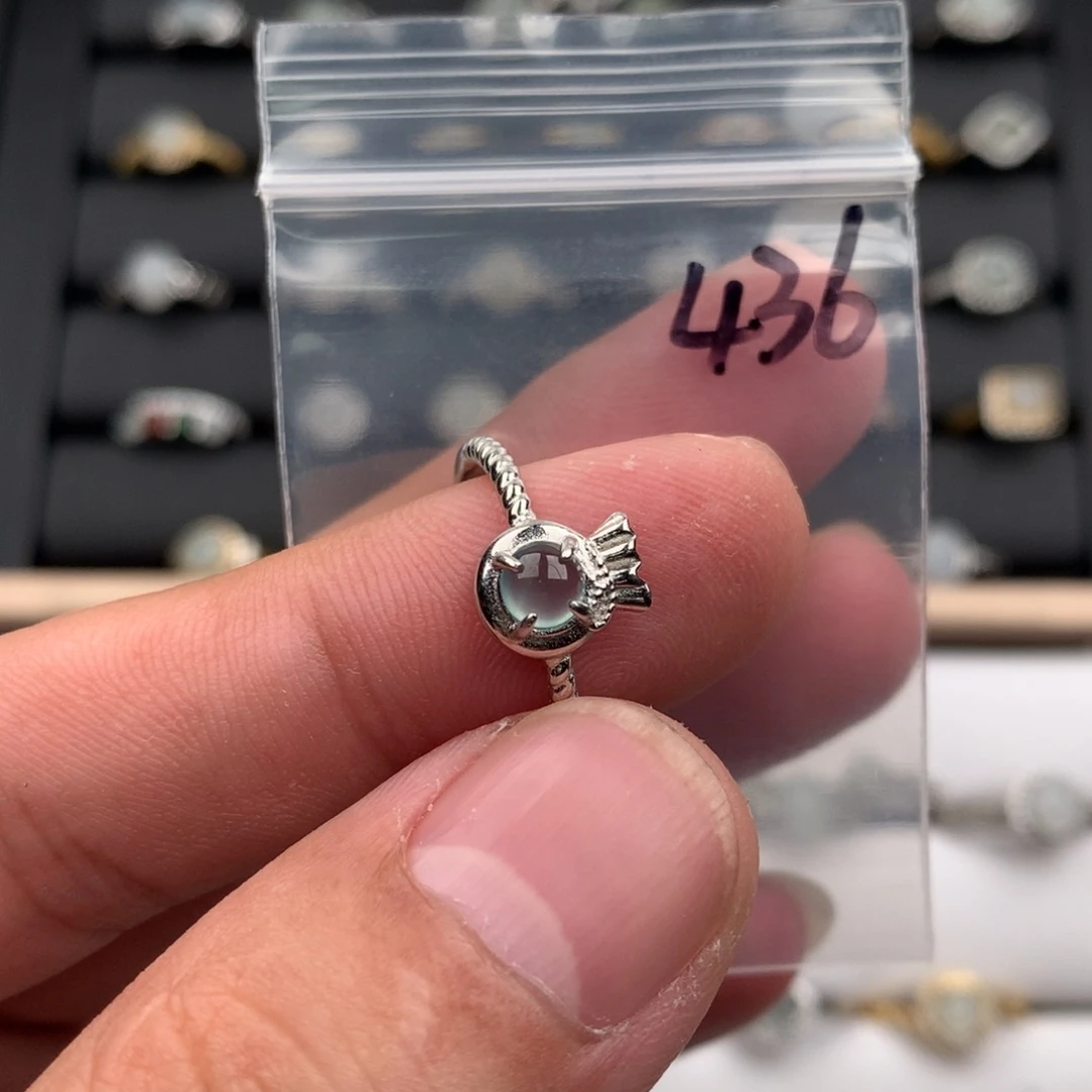 翡翠银S925镶嵌戒圈436