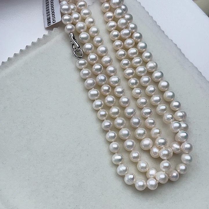 淡水珍珠未镶嵌颈饰卡8➕高品捡漏1.2米极光澳绿炫彩毛衣链