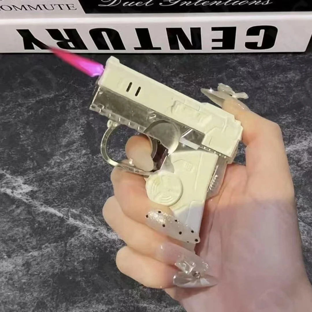 新款旋转手枪打火机二合一创意旋转解压充气网红生日礼物男生兄弟