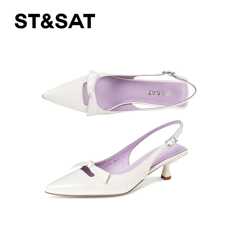 St&Sat/星期六浅口尖头后空夏季细跟欧美风单鞋一脚蹬女士