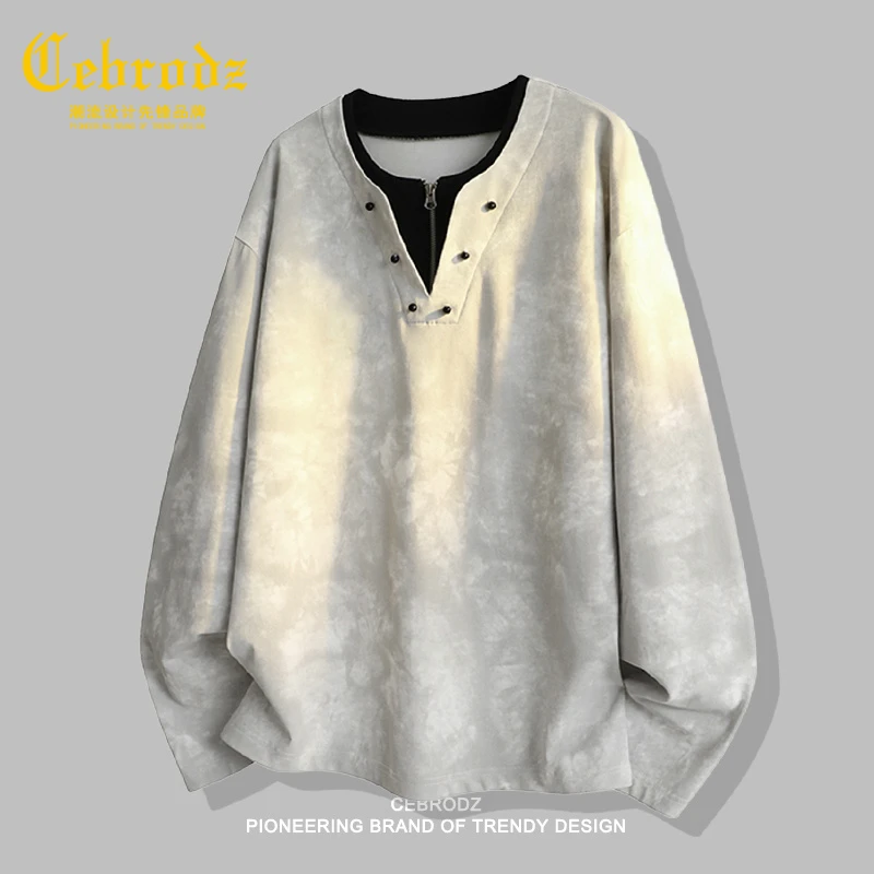 法国Cebrodz美式街头脏脏风卫衣男款秋季休闲百搭长袖套头衫宽松