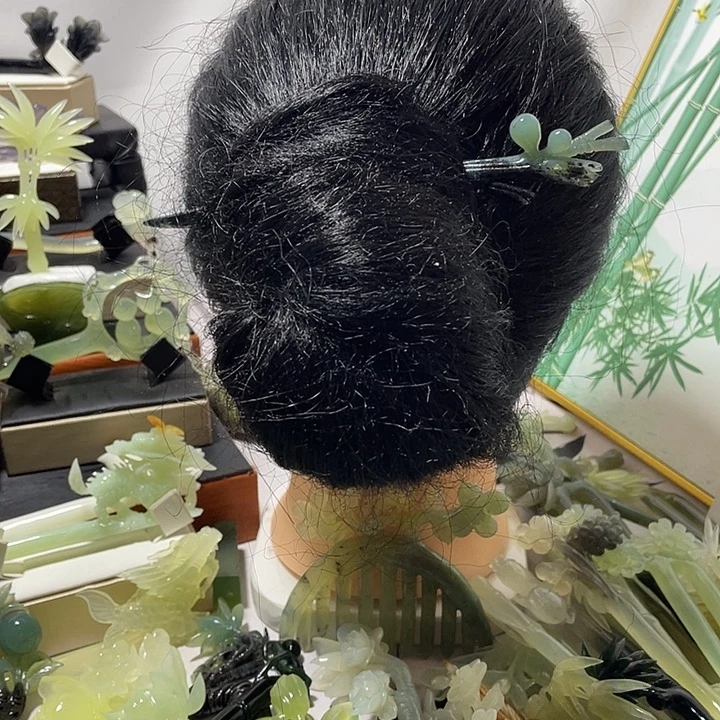 蛇纹石玉合金发饰