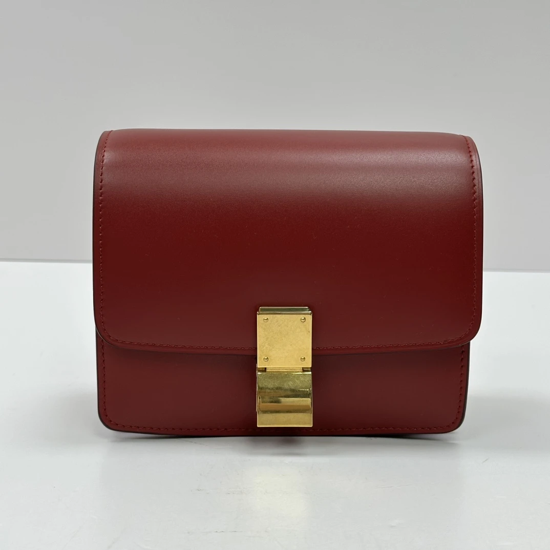 99新 Celine/思琳 红金box小号单肩斜挎豆腐包 05521