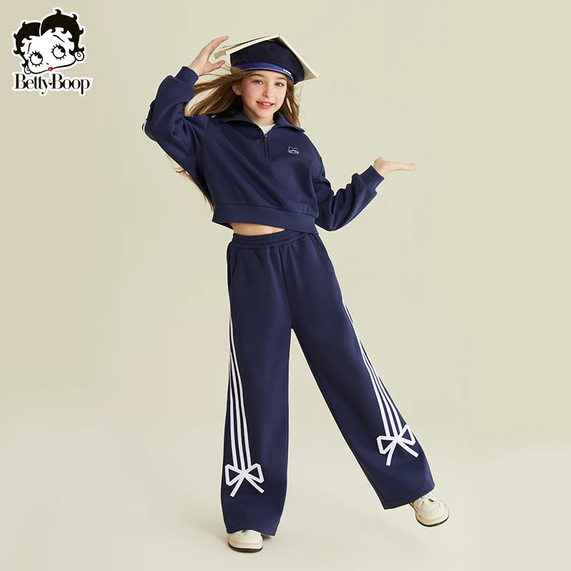 贝蒂女童春秋季短款立领卫衣裤子套装2025年秋中大童两件套25463