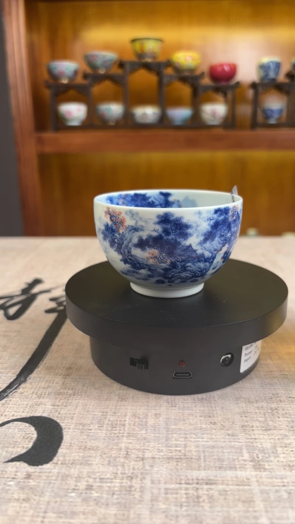 景德镇手工手绘釉下红单杯（高级）口径7.7高5.5满容110毫升