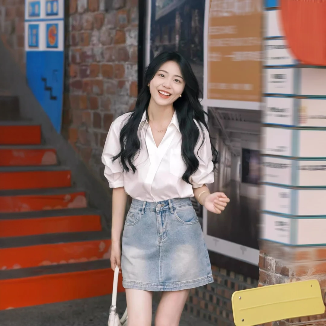 熠治新款法式白色薄款短袖衬衫女夏季气质百搭衬衣短袖上衣女