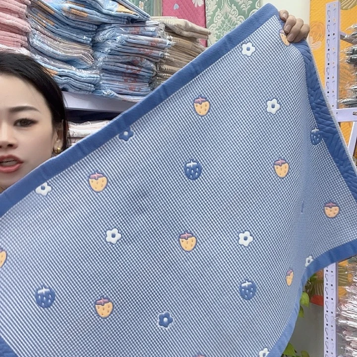 棉蓝色小草地棉柔