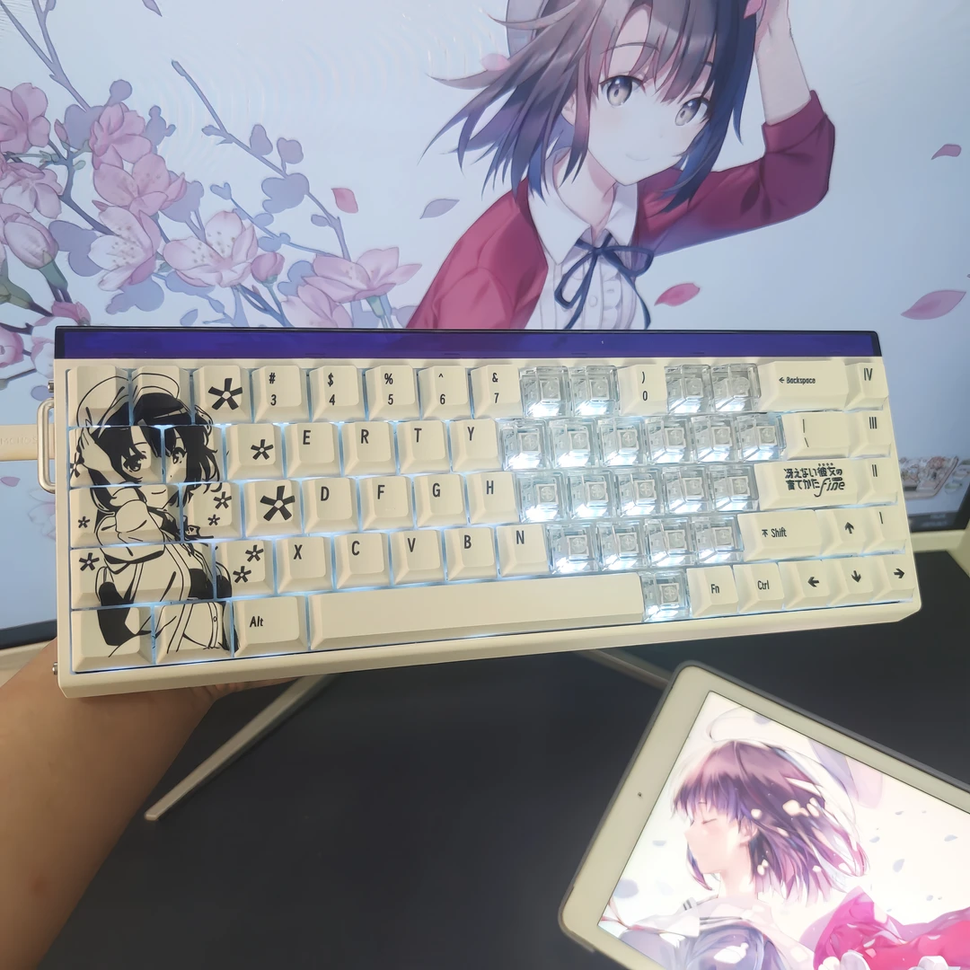 文绍加藤惠2.0键帽原厂高度二次元正刻不透光PBT适配60 65 68键盘