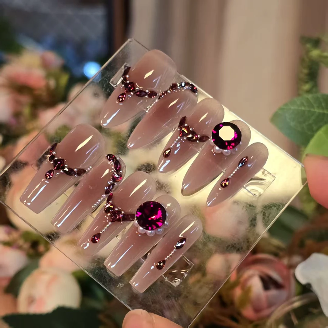 九曲红袖丶月光/锆石+(施华洛)主钻丶进口丶手工穿戴甲