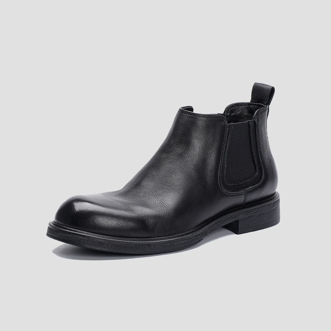 男士切尔西靴羊皮内里素面英伦复古男靴休闲简约套筒切尔西靴