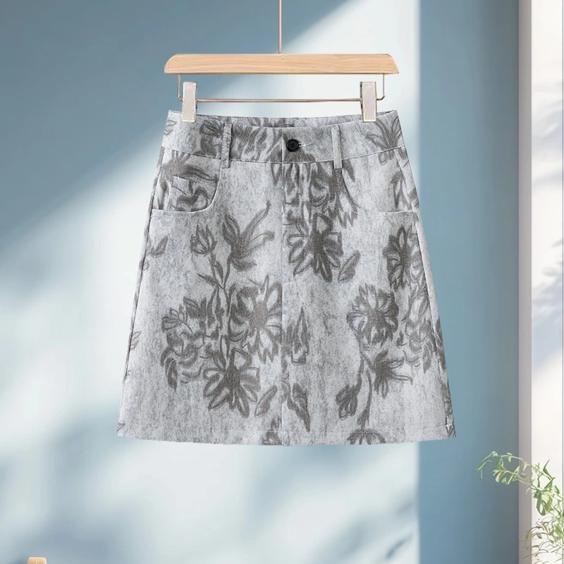 时尚碎花半身裙女2025夏季新款高腰显瘦小个子Aa字休闲包臀短裙子