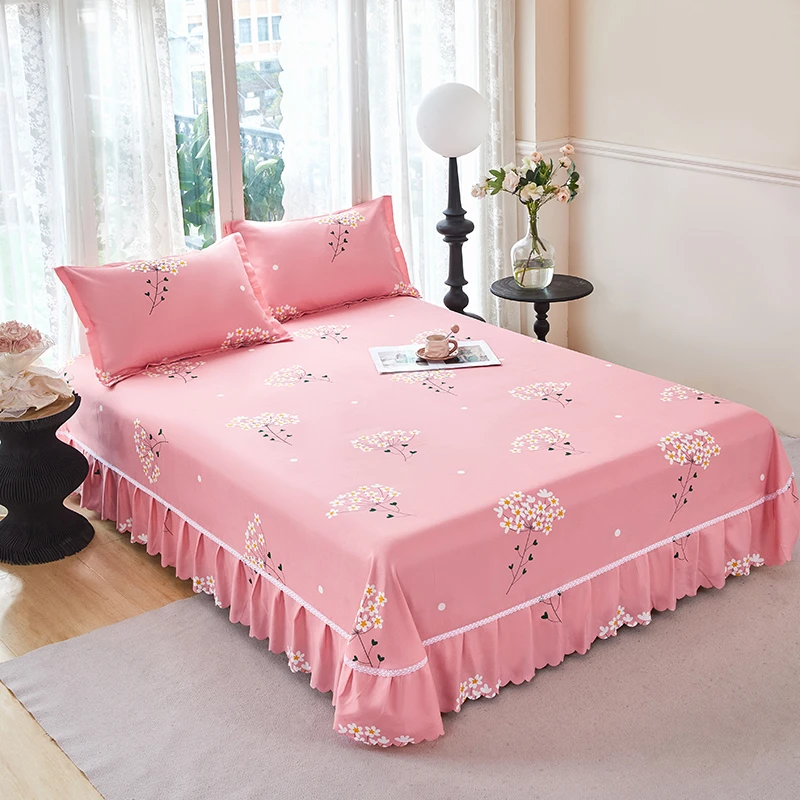 防滑床裙不掉色防尘家用不缩水韩版花边床单不跑床四季通用