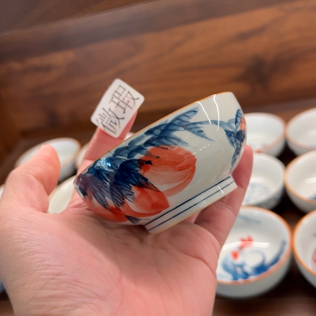 釉下手绘茶具微瑕