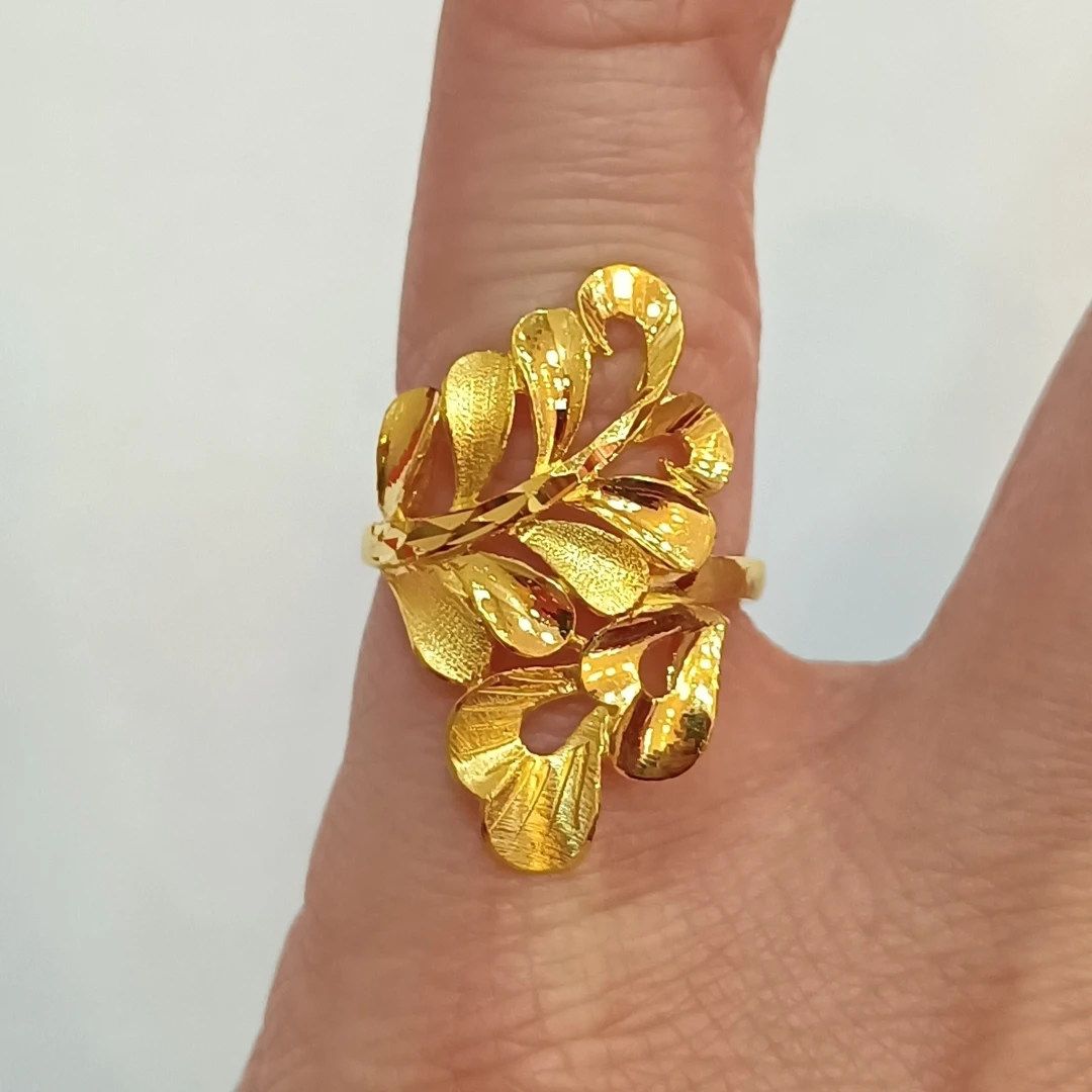 足金999黄金戒指女5.80克正品纯黄金女式戒指活口实心麦穗花戒指