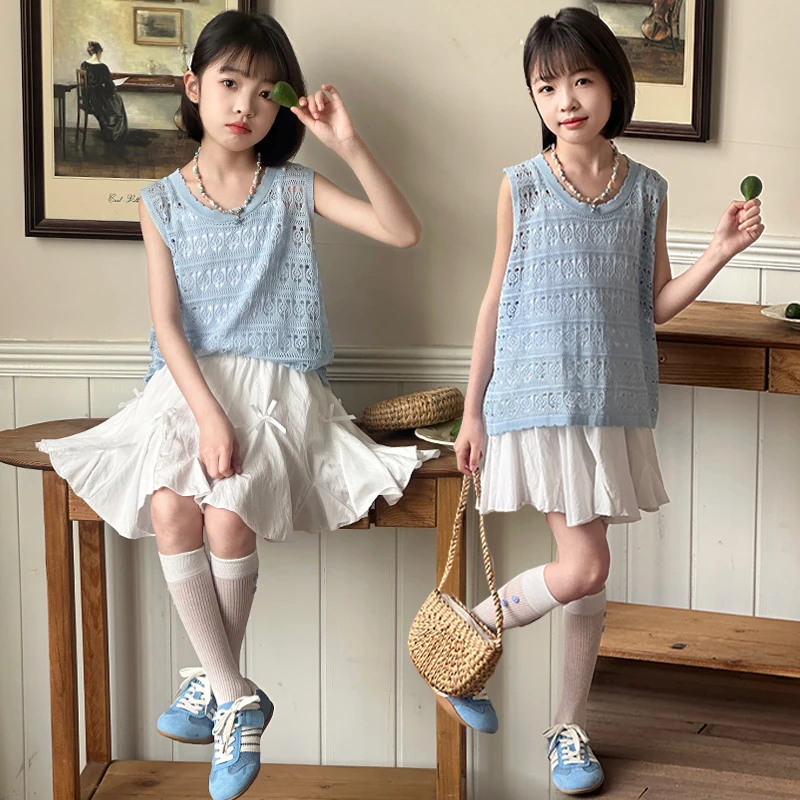 童装女童夏季甜美休闲吊带三件套6-12岁15中大儿童小女孩洋气套装