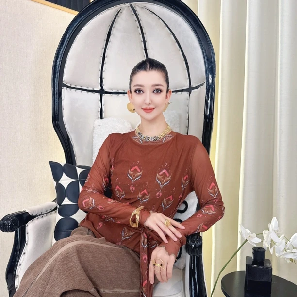 G&PARI （扎染氛围）轻奢高级感波西米亚风印花设计气质打底衫体恤