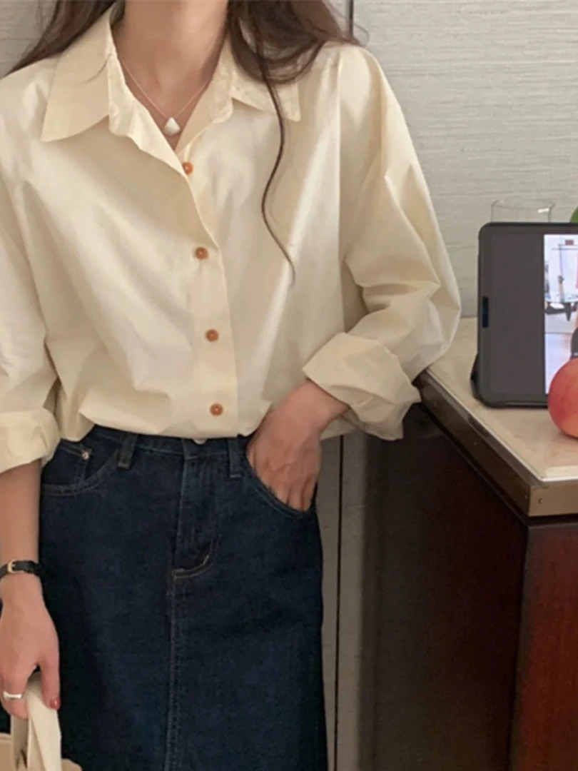 693 GZH3纯色衬衫外套韩系宽松衬衣休闲