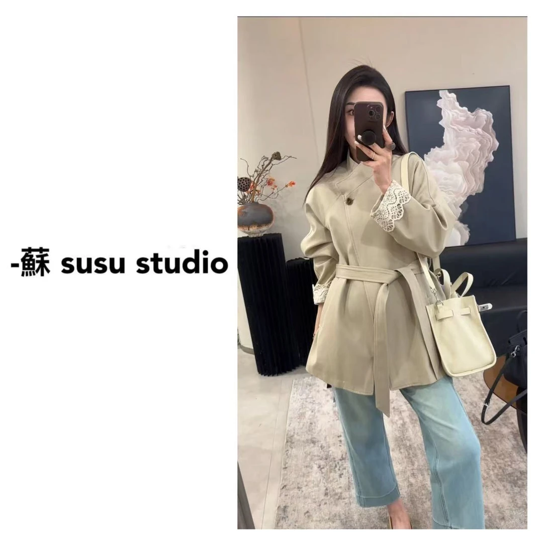 Z2511韩系简约百搭风衣外套女设计感
