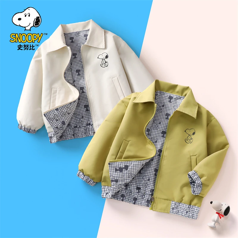 Snoopy/史努比SXM1388W儿童新春格子棒球服两面穿外套