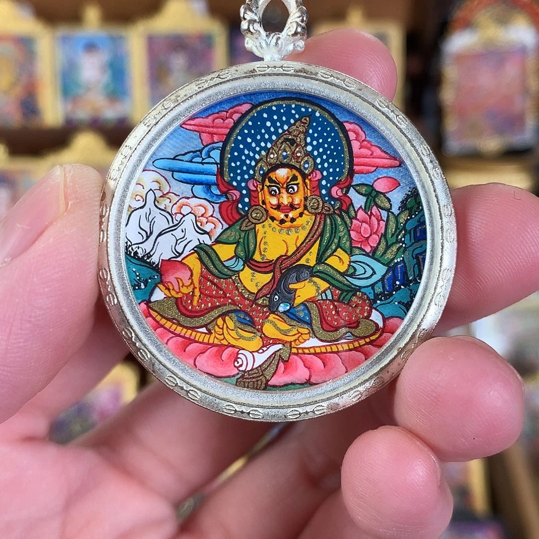 吊坠黄财神热贡纯手绘唐卡 3.5