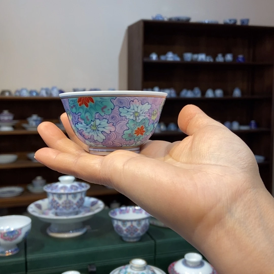 杯w冉月观隐斗彩紫荷杯