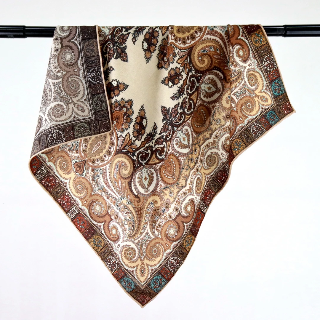 腰果孔雀翎70双面异色丝毛方巾羊毛披肩百搭桑蚕丝真丝丝毛围巾