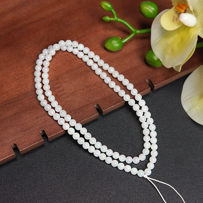 和田玉白玉项链单珠约6mm简约气质百搭款女士项链多样性发货01615