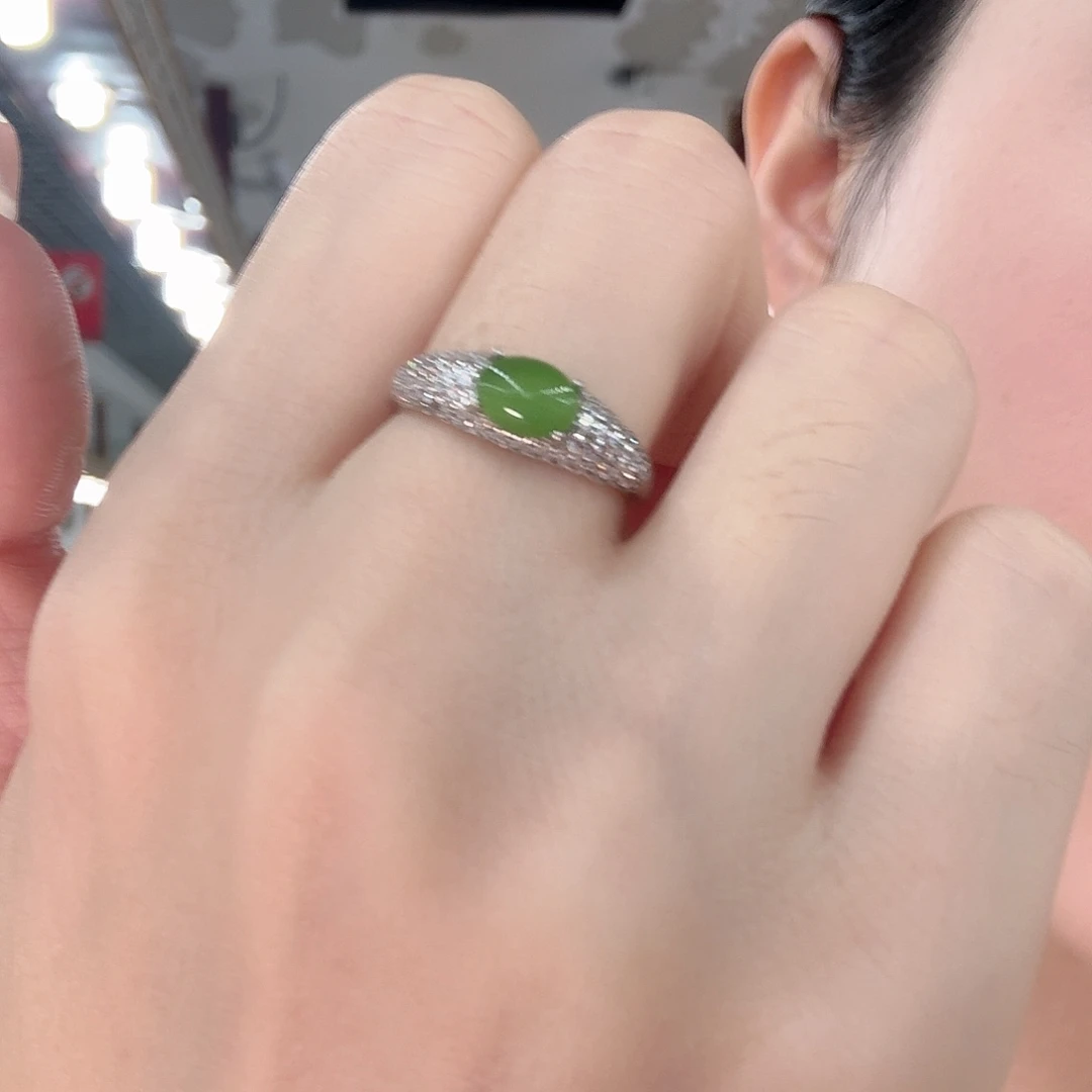 和田玉银S925镶嵌戒指