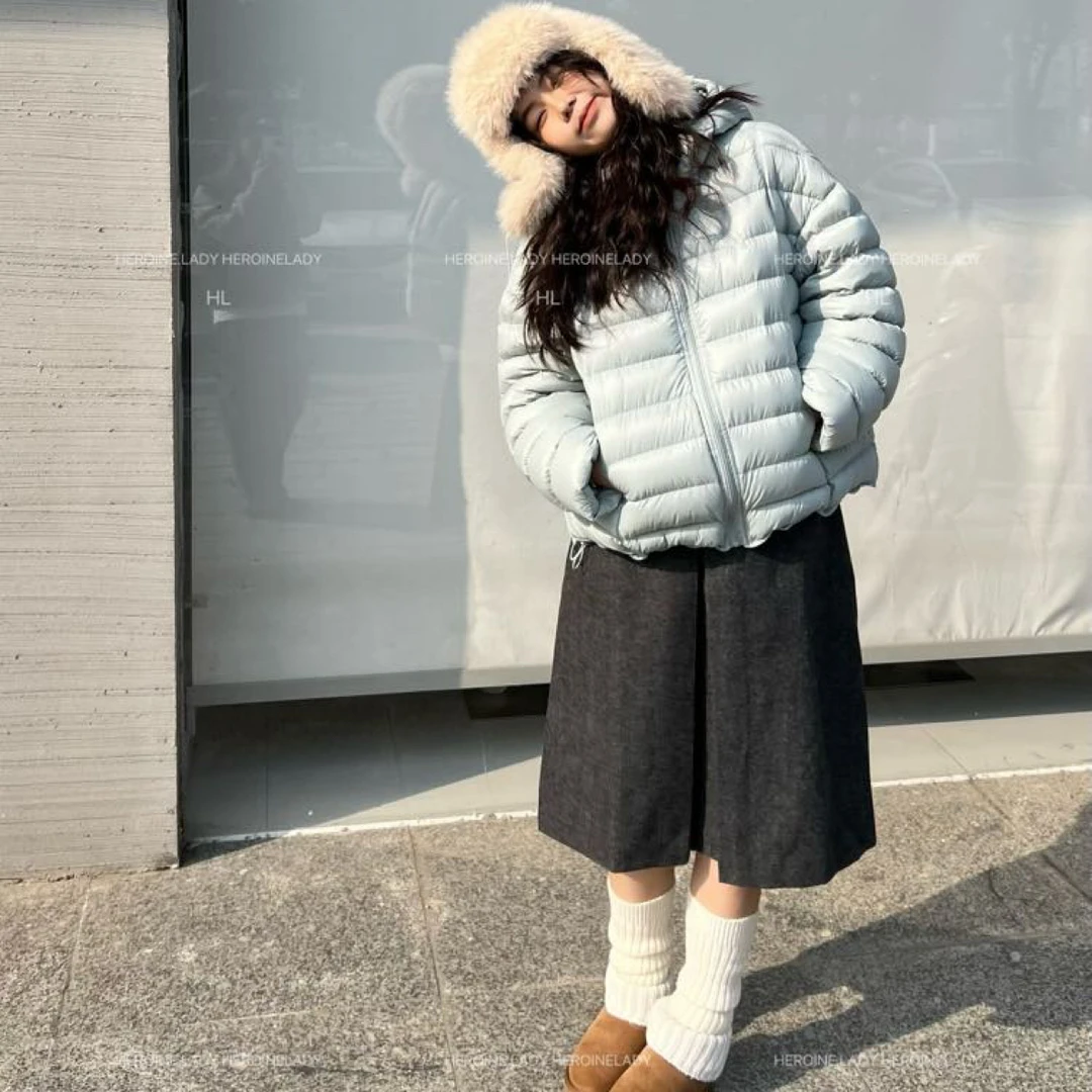 【排骨款羽绒服】HL冬季轻薄保暖显瘦连帽款龟背设计感百搭羽绒服