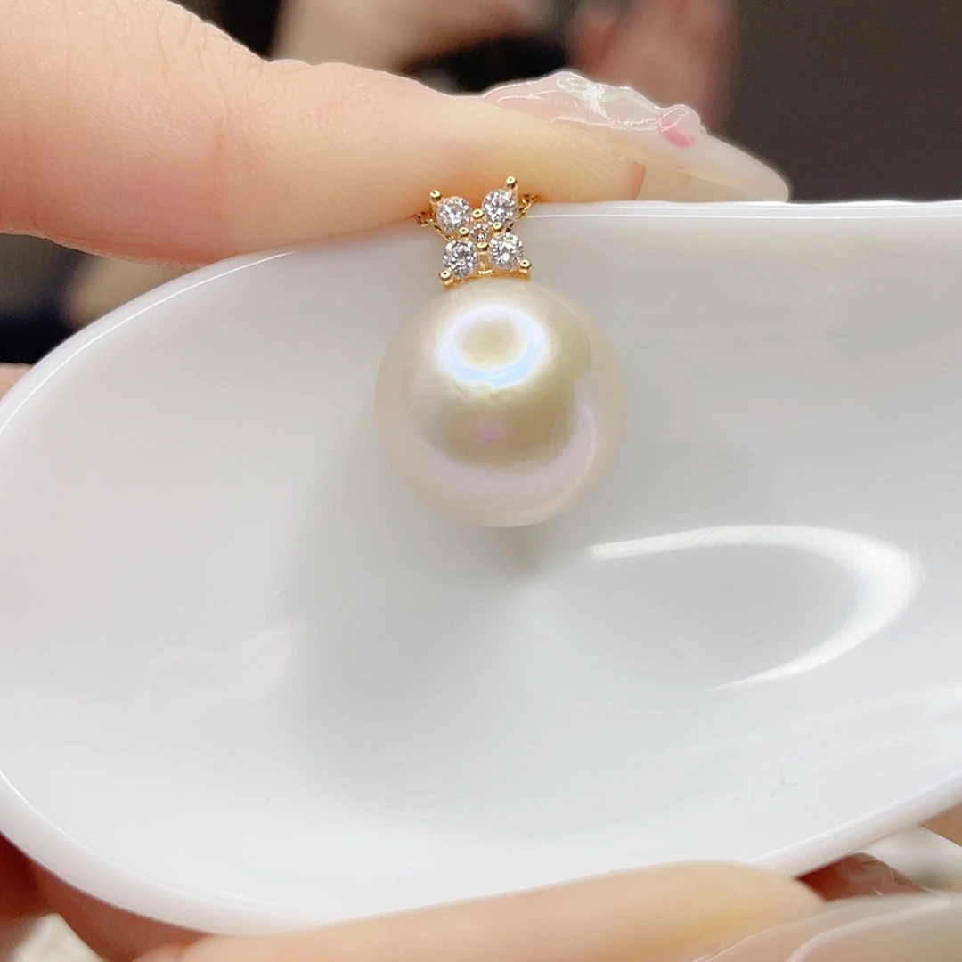 淡水珍珠银S925镶嵌吊坠(不含链)