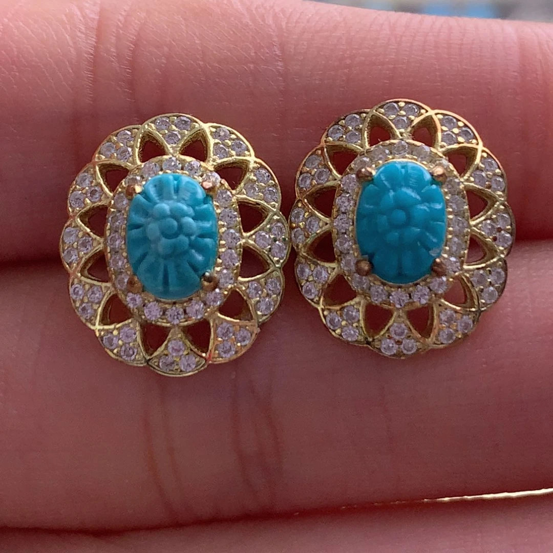 未镶嵌绿松石耳钉