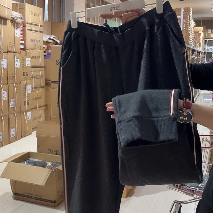 麻黑色织带裤175加大140斤到165斤