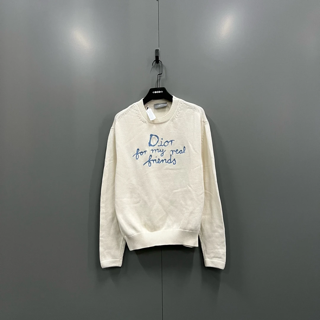 99新 DIOR/迪奥 (ll) Dior 迪奥 白色刺绣毛衣 L码/017323