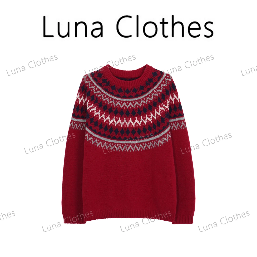 张妍LUNA‘费尔岛毛衣’100绵羊毛费尔岛经典时尚百搭毛衣MC18373