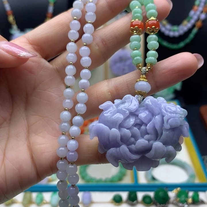 颈饰未镶嵌翡翠紫翡花