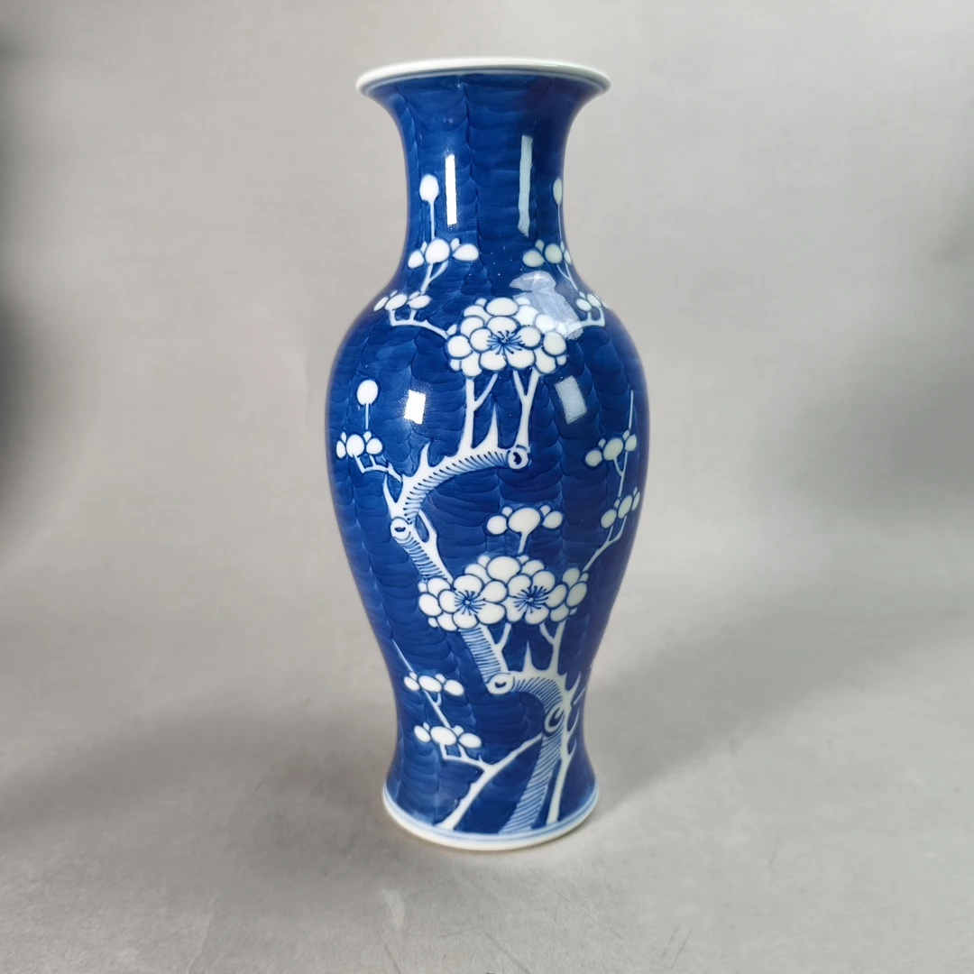 A01099清光绪青花冰梅纹赏瓶 高25.5cm
