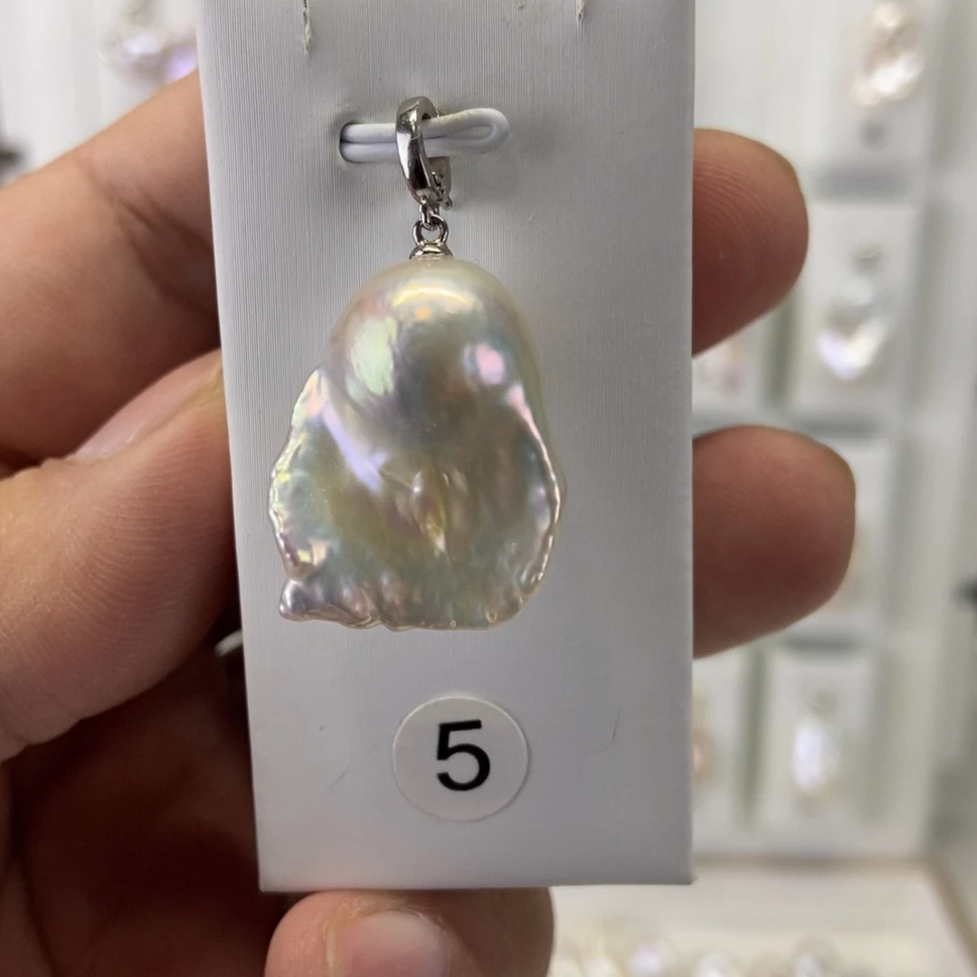 淡水珍珠吊坠(不含链)银S925镶嵌
