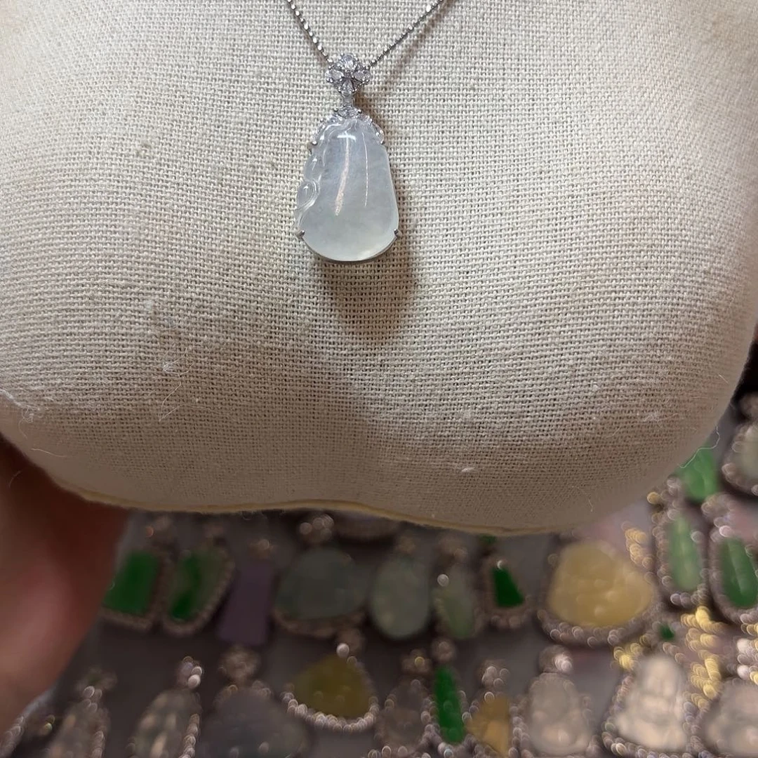 翡翠银S925镶嵌吊坠(不含链)