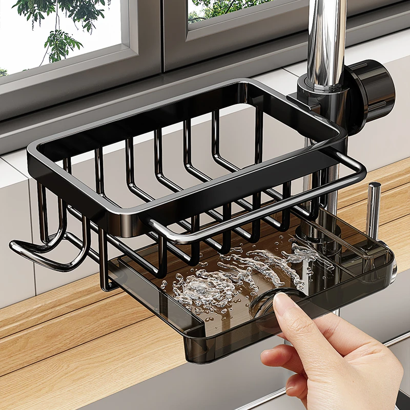 【厨房收纳】厨房水龙头置物架洗碗池菜池水槽家用沥水篮抹布收纳架